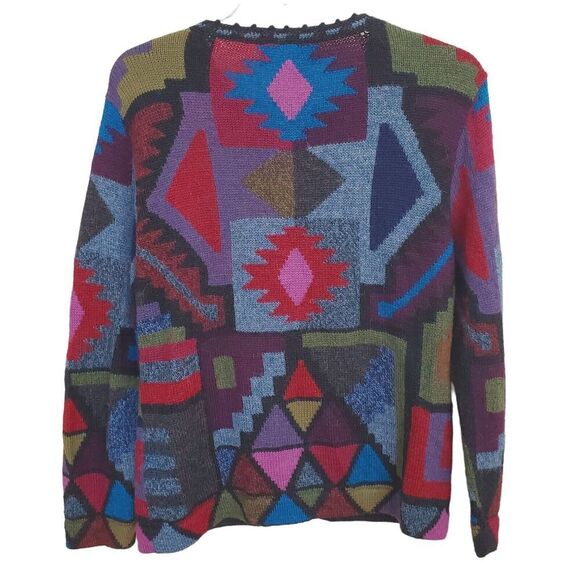 Tabask ALPACA Sweater Cardigan Small Colorful Aztec Southwestern Geometric #37 - Picture 5 of 7